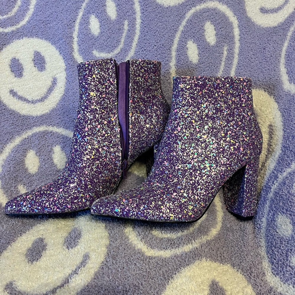 Glittery Purple Ankle Boots